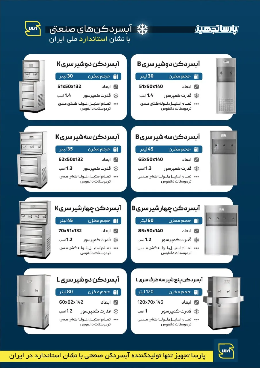 مرکز فروش عمده آبسردکن استیل در تهران